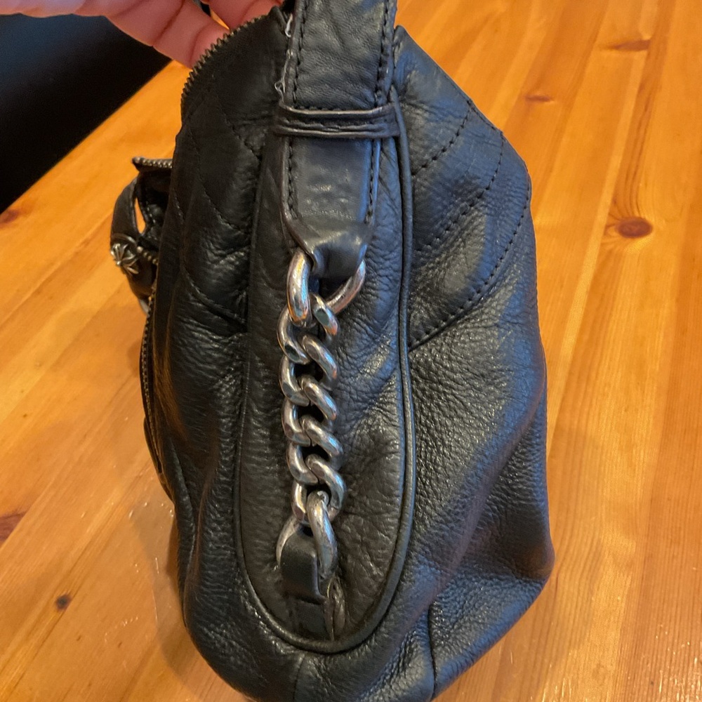 B. MAKOWSKY HOBO SHOULDER BAG VINTAGE 90’s Y2K BLACK LEATHER SILVER HARDWARE - Picture 7 of 16